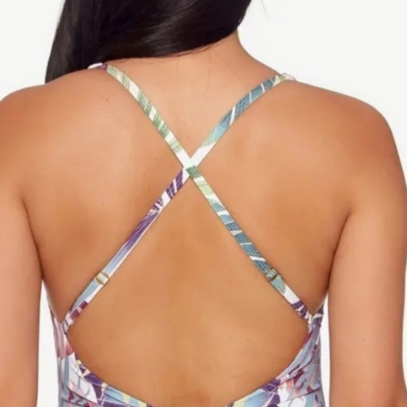 Bleu Rod Beattie Floral Breeze Ring Me Up X-Back one piece Sz8 - Picture 2 of 7